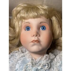 Vintage Blonde Hair Blue Eyes Porcelain Doll Collectors Heidi New Old Stock Box